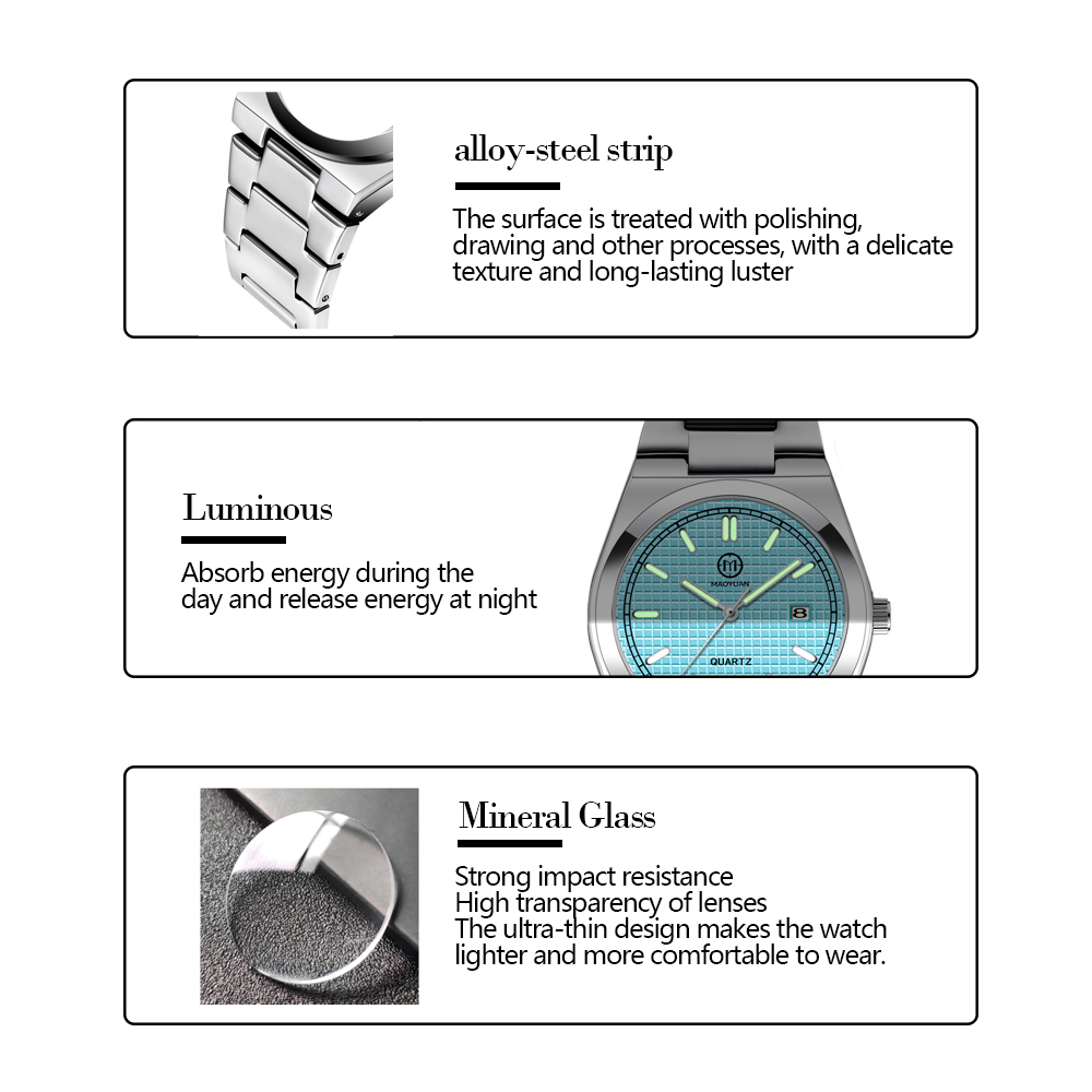 Reloj MAOYUAN para hombre, reloj de cuarzo azul de lujo ligero de alta gama a la , reloj resistente al agua para hombre