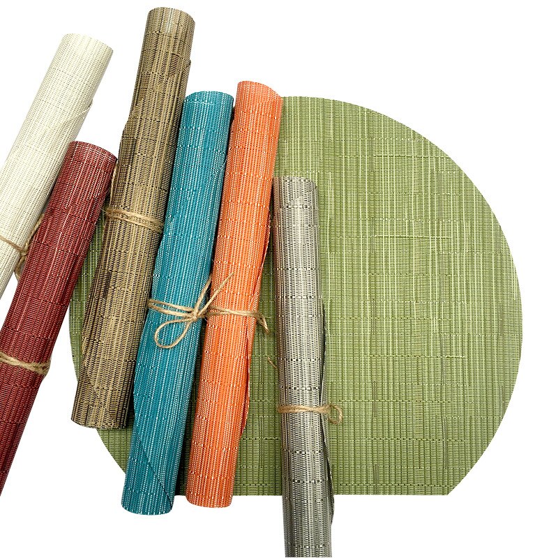 Mantel Individual de bambú para mesa de comedor, posavasos nórdico semicircular de PVC para cocina, Mantel Individual con almohadilla para taza, novedad