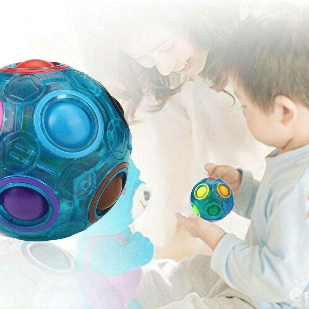 1Pcs Lichtgevende Bal Stress Reliever Regenboog Bal Stress Cube Puzzel Speelgoed Reliever Fun Bal Regenboog Onderwijs U1O5