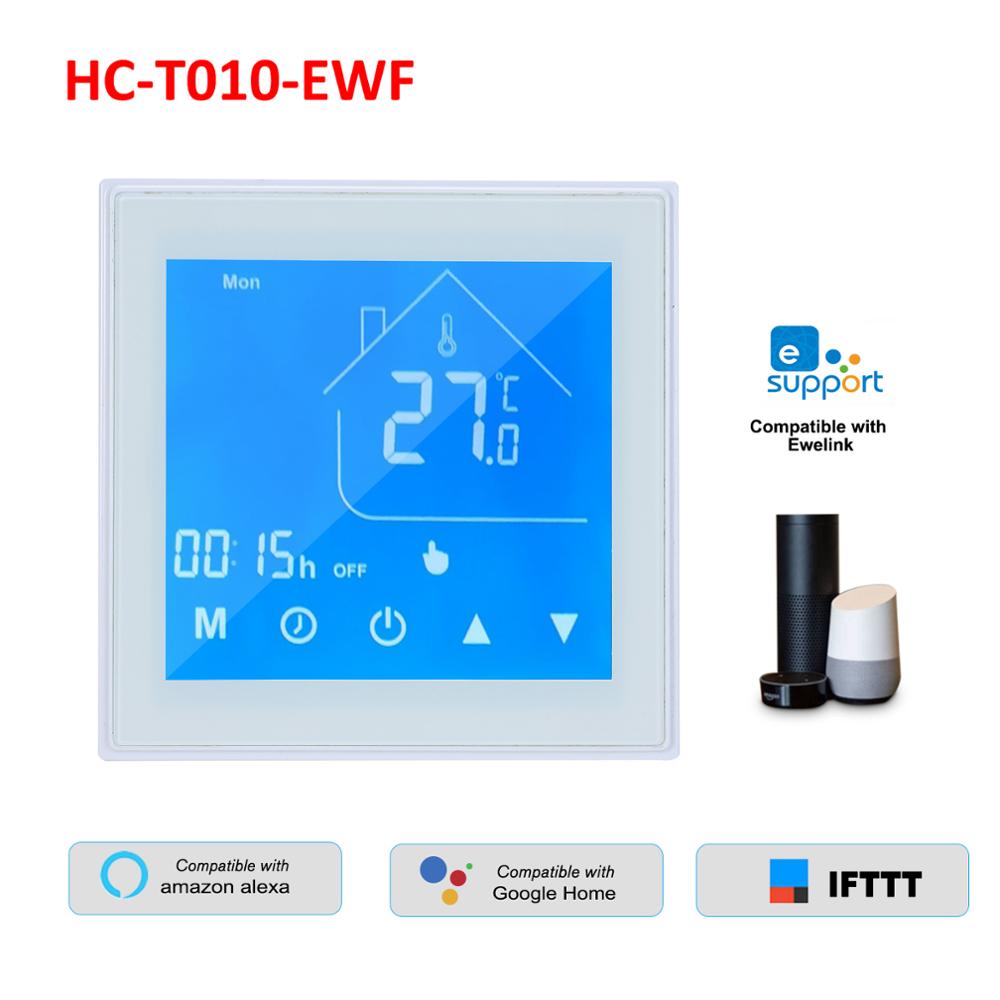 WiFi Smart Thermostat LCD Display Temperature Controller for Week Programmable Heating Ewelink APP Control for Alexa Google Home: smart white