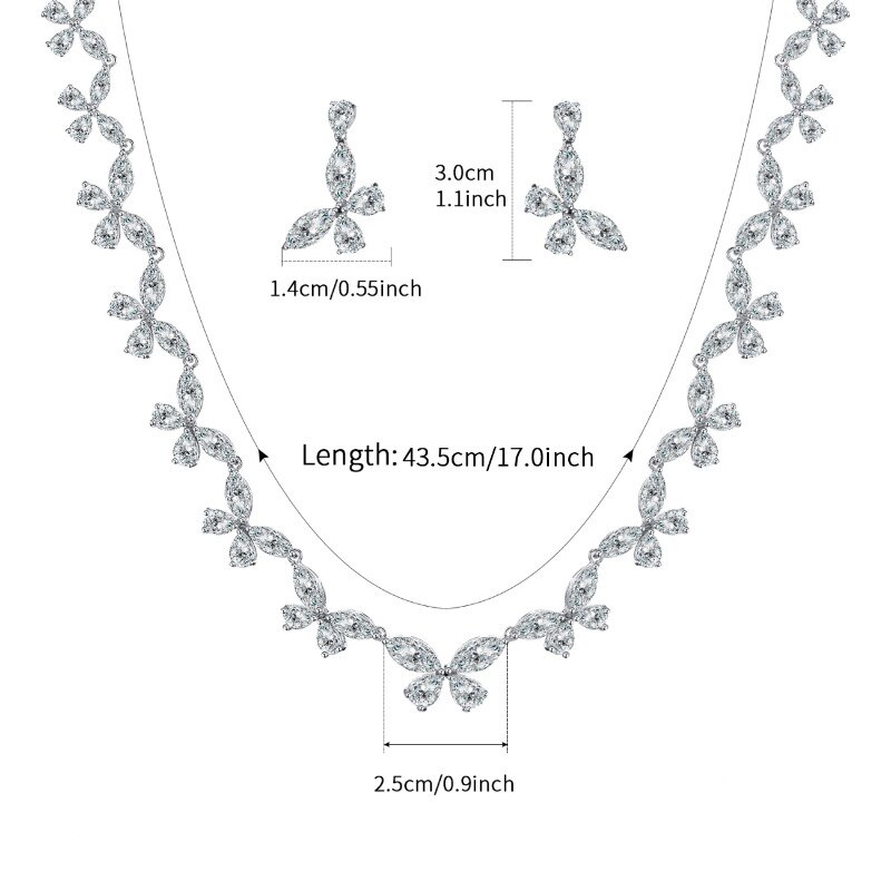 WEIMANJINGDIAN magnifiques ensembles de bijoux de mariage étincelant cubique zircone papillon collier boucle d'oreille ensemble pour mariée ou demoiselle d'honneur