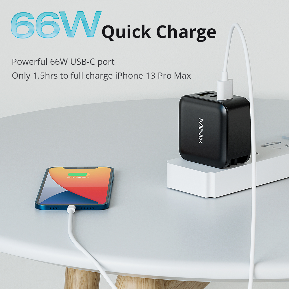 Minix neo p1 66w carregador de gan usb carregador rápido para macbook 3 portas tipo c carregador rápido ue/eua/reino unido/au plug adaptador para iphone ipad