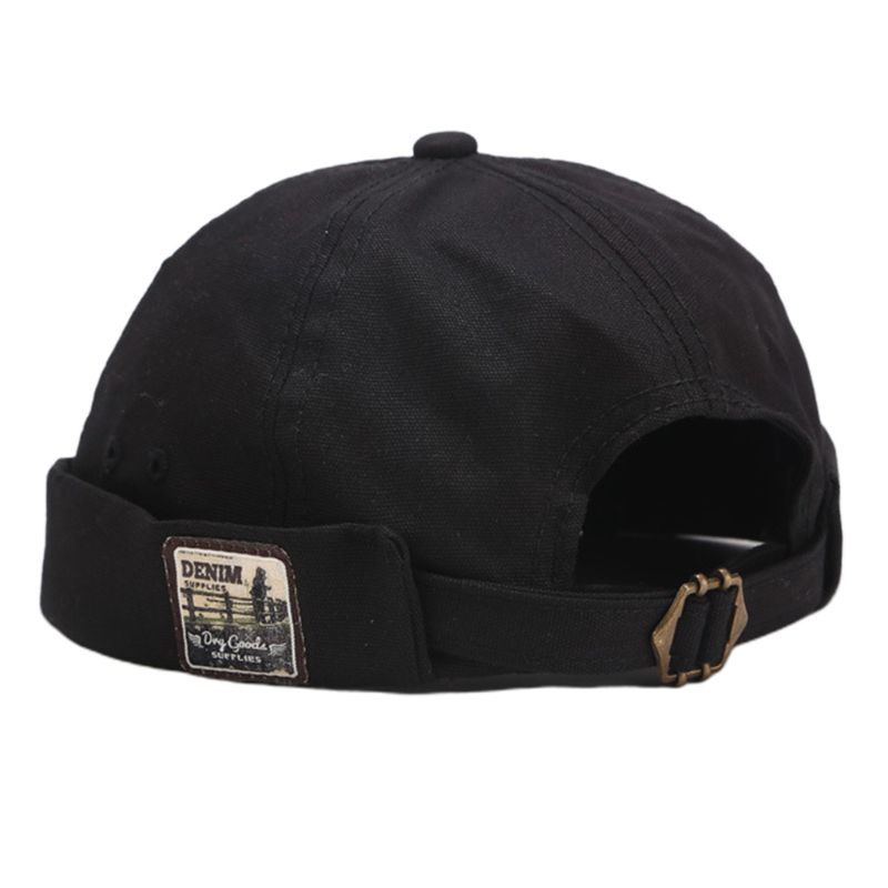 Unisex vintage brimless beanie hat broderi patch hip hop udlejer sømand cap: 4