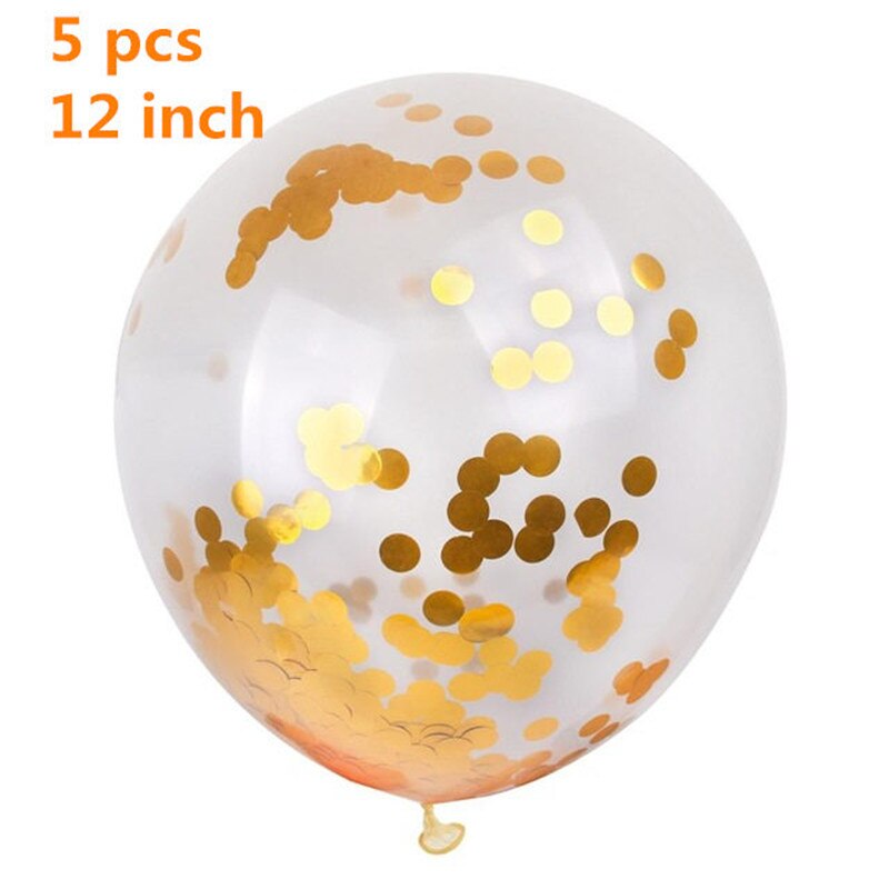 5pcs Black Latex Balloons 12inch Helium Balloon Inflatable Wedding Decorations Air Balls Happy Birthday Party Balloons confetti: Gold