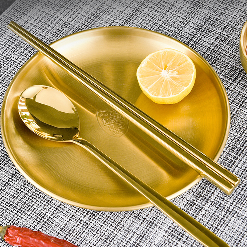 2022 Original 6Pcs Stainless Steel Korean Tableware Set Barbecue Restaurant Cup Spoon Chopsticks Dinner Plate