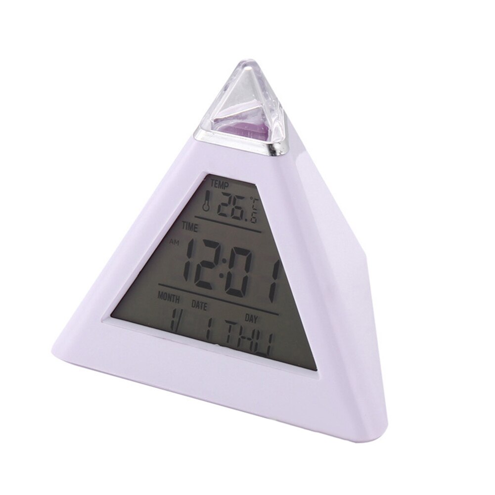 Led Digitale Klok Piramide Vorm Kleur Veranderen Temperatuur Datum Tijd Display Voor Thuis Tb