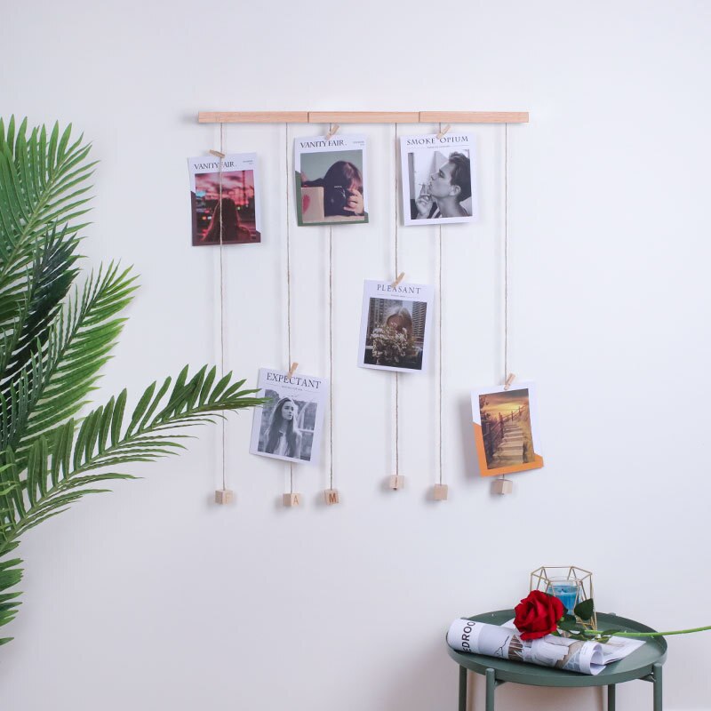 Familie træ fotoramme arrangør holder baggrund vægophæng diy billede foto baggrund collage display med 25 clips