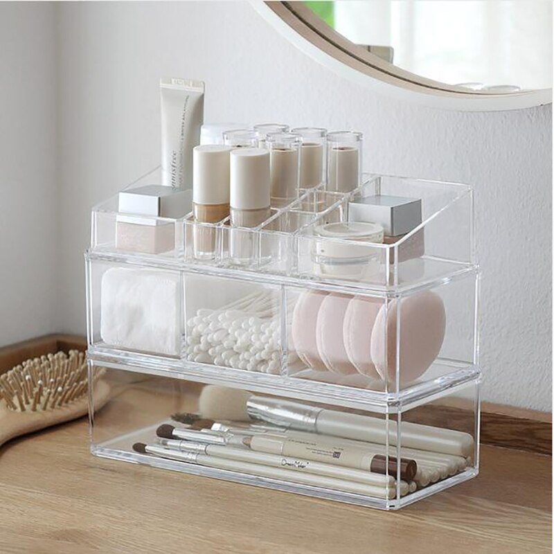 tiroir en acrylique Transparent, Portable, empilable, détachable, boîte de rangement cosmétique anti-poussière