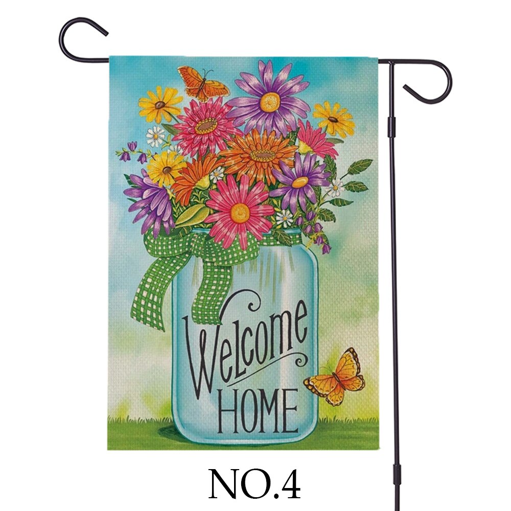 30*45cm Happy Spring Flower Welcome Friends Flag National Flag Courtyard Flag Door Flags Spring Summer Garden Flags: 4