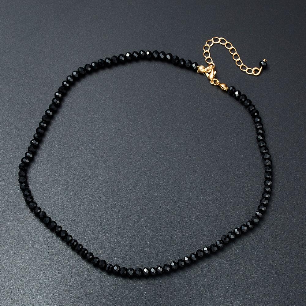 Gargantilla de cristal para mujer, collar de cadena corta de clavícula para boda, Charm, cadena de cuentas de cristal azul y negro, para mujer