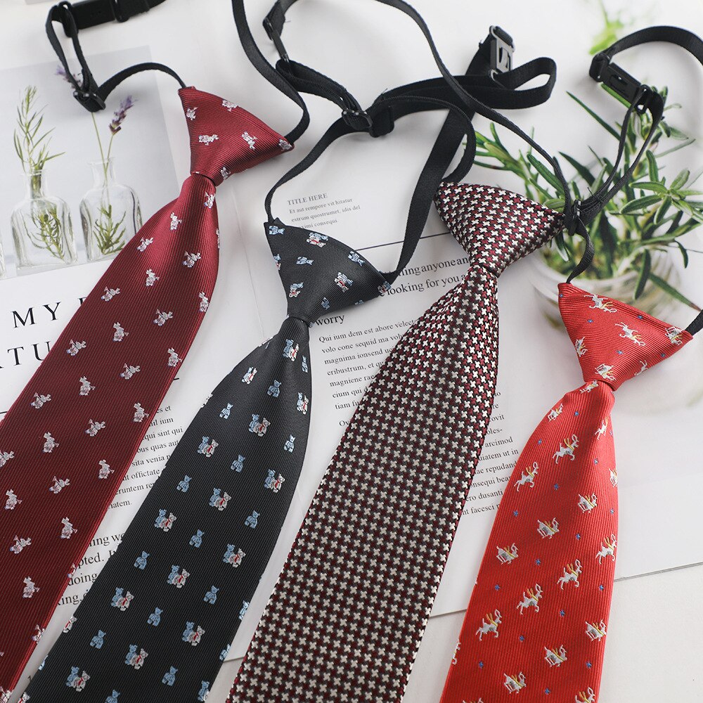 Cravate en soie avec dessin animé pour garçons et enfants, rayée, élastique, couleur unie, accessoires de fête de mariage, nouvelle