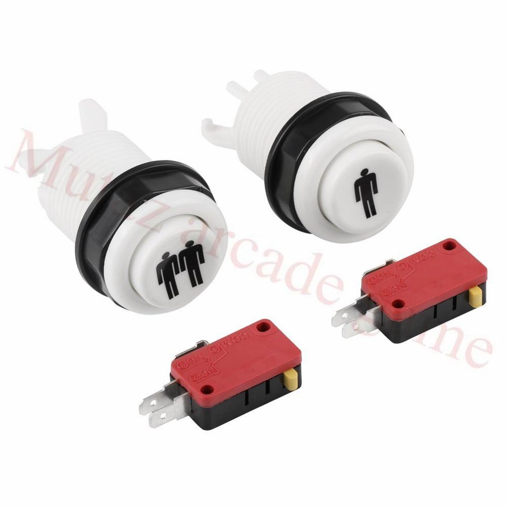 Happ style 1p/2p/3p/4p playe wit/zwarte start amerikaanse drukknoppen met microschakelaar voor arcade machine games mame jamma onderdelen