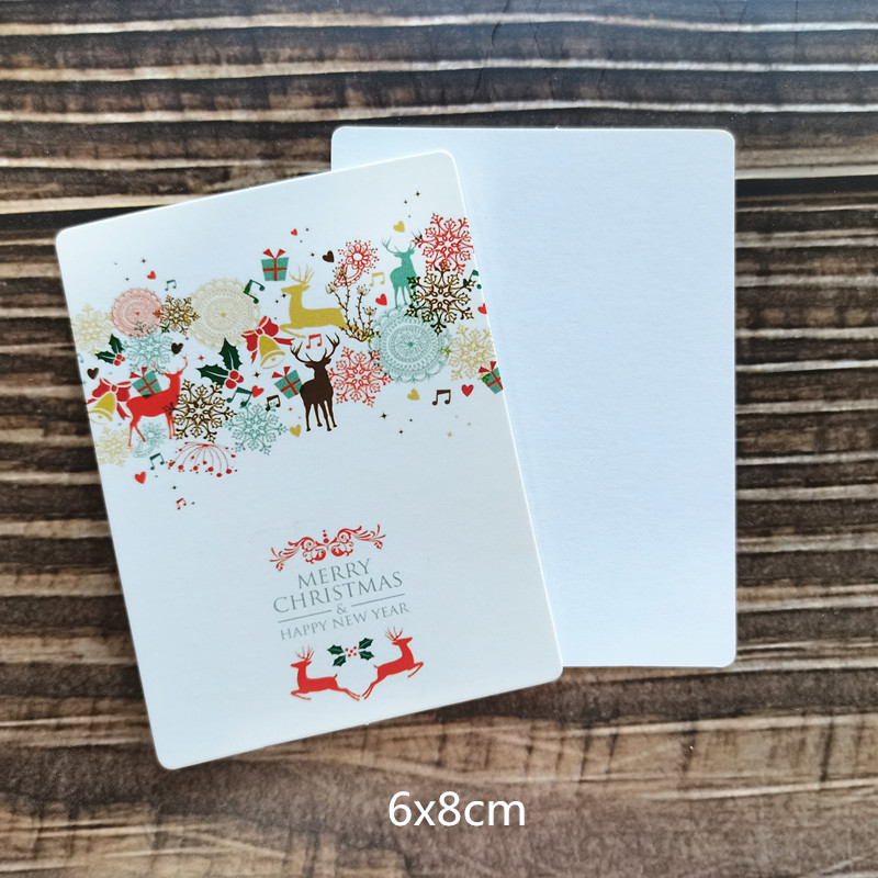 50pc/lot Christmas Snowman Deer Merry Christmas Small Message Card Writable Card 6x8cm decoration card: 19