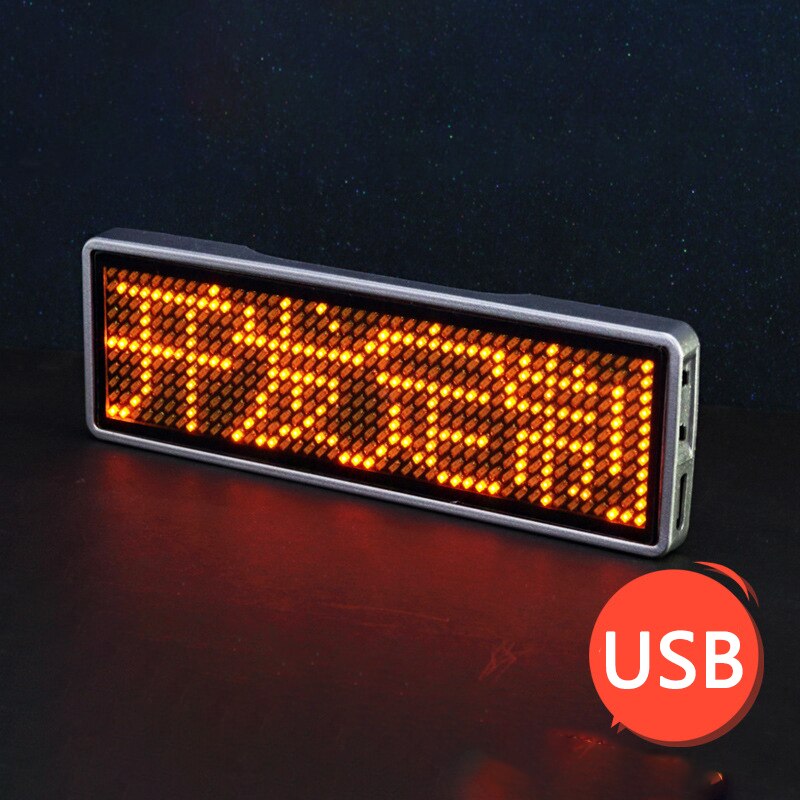 Led Badge Clip Insignia Rechargeable Bluetooth Digital Diy Scrolling Message Board Mini Display Led Name Peugeot Badge Sign Tag: USB Orange