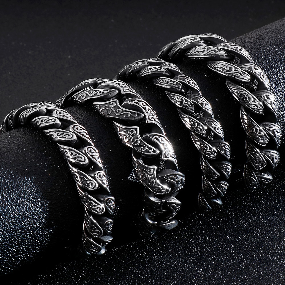 Massive Heavy Stainless Steel Bracelet Male Mens Chain Bracelets Metal Bangles For Men Armband Hand Jewelry For Boyfriend