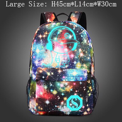 Mochilas escolares para niños mochila con estampado de estrella espacial para adolescentes, Cargador USB Ptgirl, bolsas de libros antirrobo: Large-10