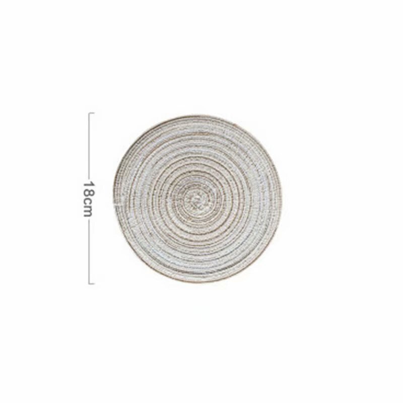 Rund bord ramie isoleringspude solide dækkeservietter linned skridsikker bordmåtte køkkentilbehør dekoration hjemmeunderlag coaste: Beige 18cm