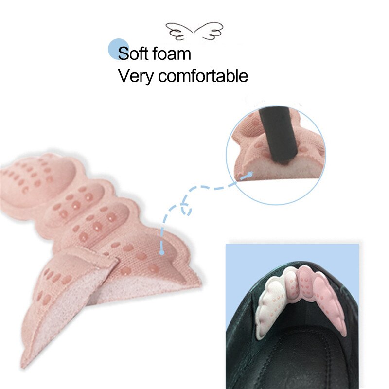 1 paire de semelles intérieures de talon papillon, autocollants pour chaussures à talons, longueur de chaussure, coussinet de talon, soins des pieds, anti-abrasion, coussinets de talon à maintenir au courant