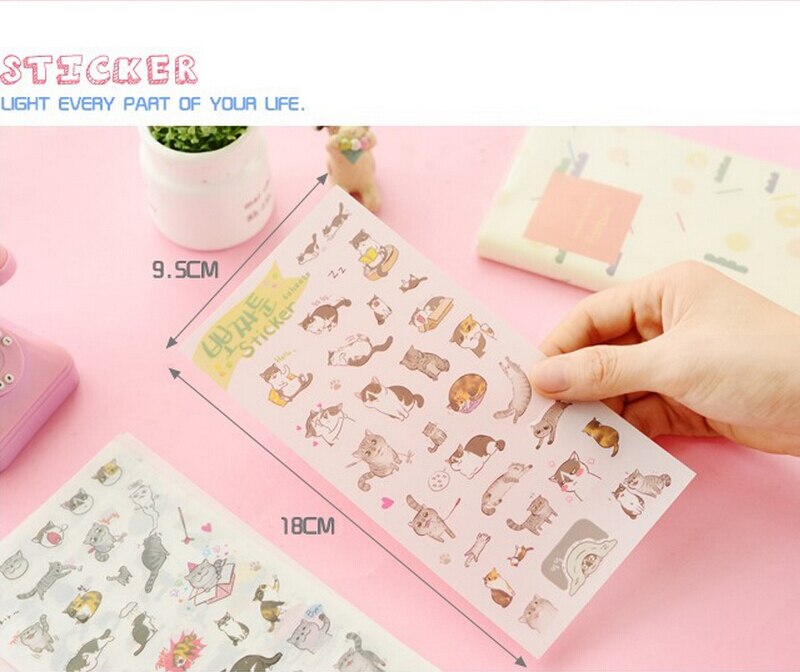 Jetting Pc Mobiele Telefoon Stickers Decor Laptop Huid 6 Stks/pak Kat Transparante Achtergrond Sticker