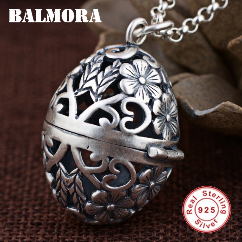 BALMORA 1 Piece Authentic 925 Sterling Silver Vintage Hollow Flower Pendants for Necklaces Women Accessories Jewelry SY11977