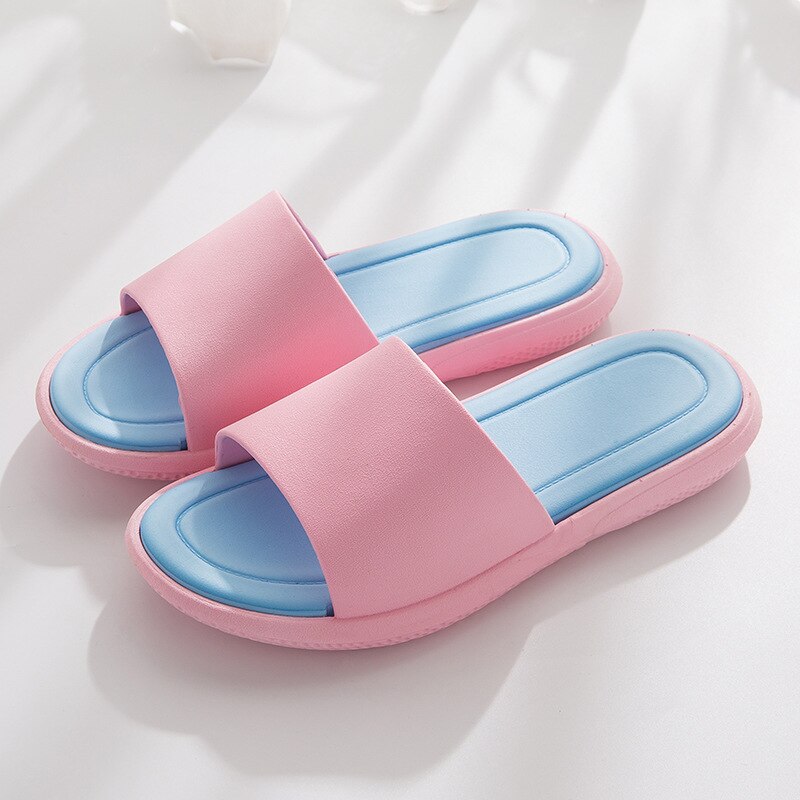 Pantoufles de Style japonais pour hommes et femmes, pantoufles d'intérieur à fond épais, antidérapantes, pour salle de bain, été: Rose / 40-41