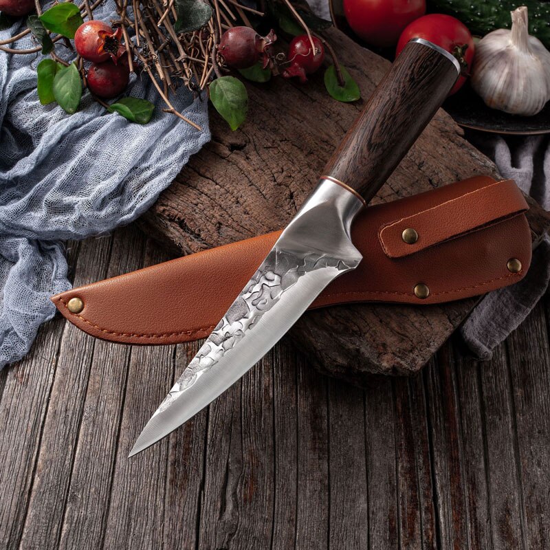Forged Hammer Chopping Knife Boning Knife Kitchen Kitchen Knife Stainless Steel Meat Cleaver Slicing Knife Cooking Knife: Style B with cover