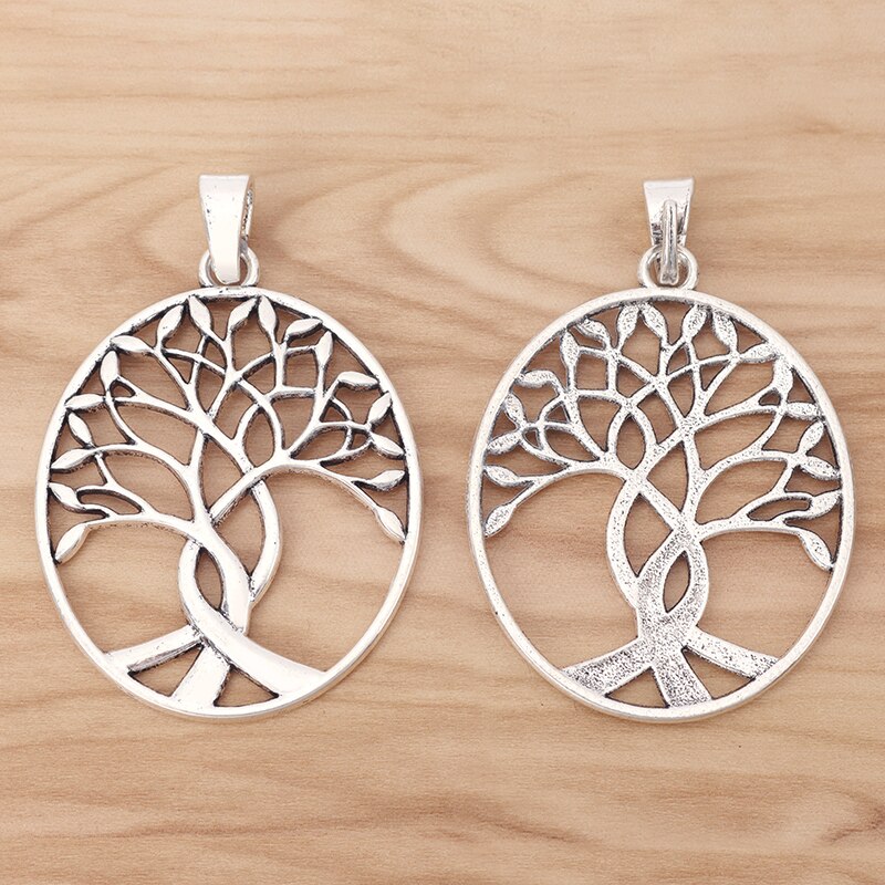 2 stück Große Baum Reize Anhänger für Halskette Schmuck Machen Zubehör 80x54mm