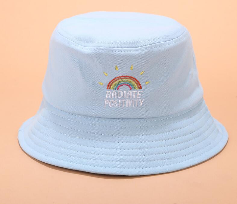 Sommer kvinder solcreme unisex foldbar spand hat: Himmelblå