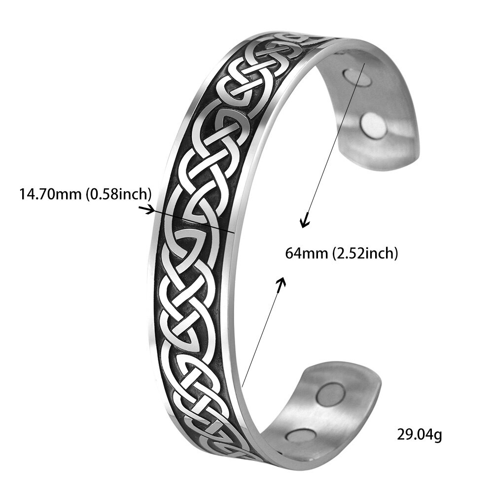 Skyrim Vintage Magnetische Armbanden Manchet Bangle Luck Ierse Knot Celtics Knopen Viking Rvs Armbanden Sieraden voor Vrouwen Mannen: Style 2 black
