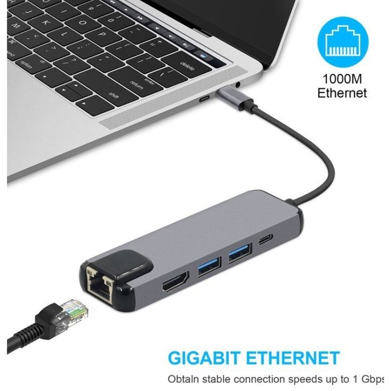 Basix USB-C hub to HDMI-compatible USB C Hub To Gigabit Ethernet Rj45 Lan Adapter for Mac Book Pro huawei matebook USB-C hub