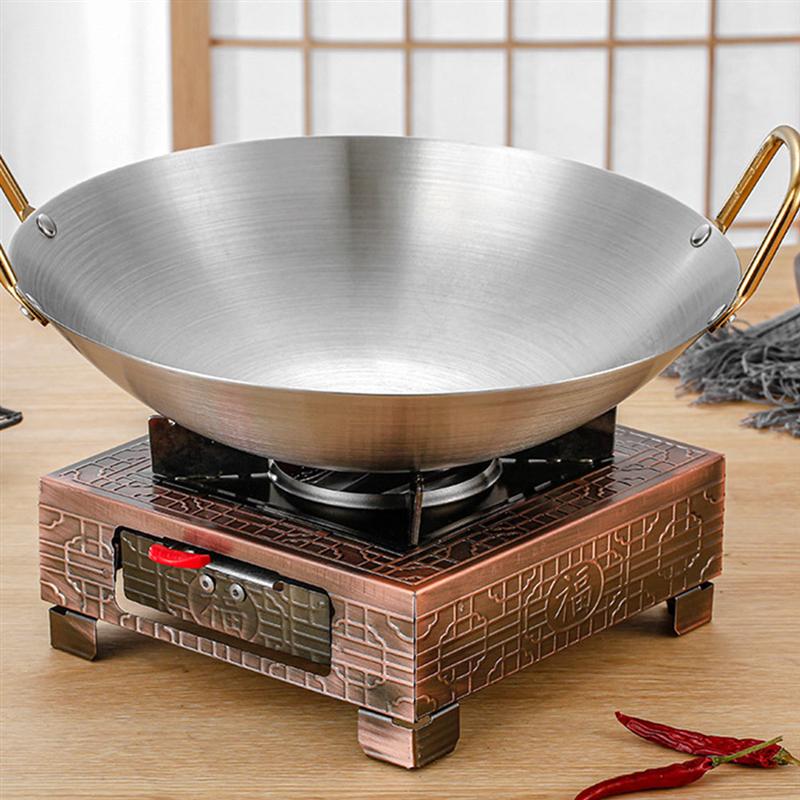 1Pc Dubbele Handvat Chinese Pot Mini Alcohol Kachel Droge Pot Rvs Zeevruchten Pot Koreaanse Steelpan Outdoor picknick Hotpot
