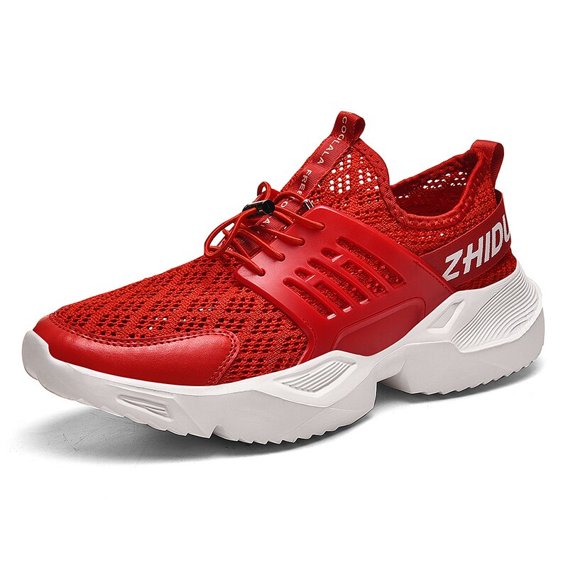 Mænds sneakers fritidssko lac-up herresko letvægts udendørs joggingsko letvægts zapatillas de hombre herresko: Rød / 7