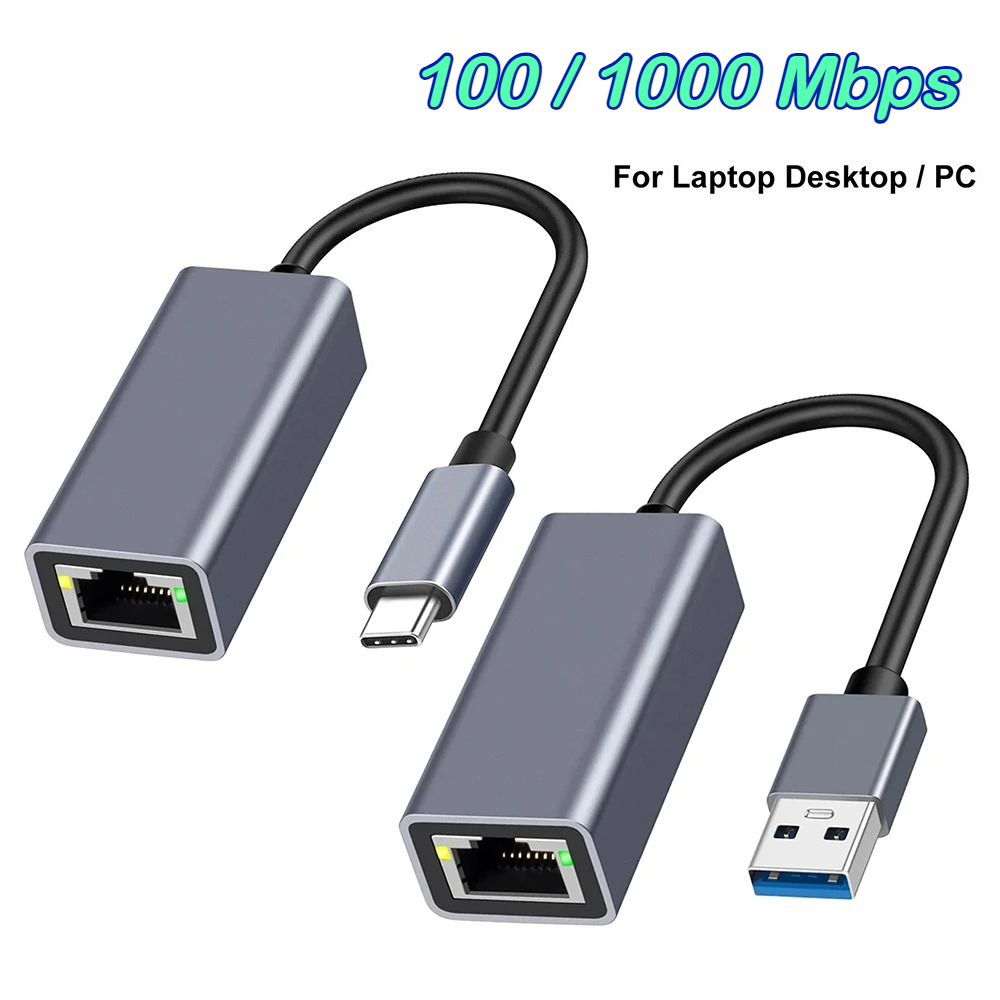 Adaptateur USB C Ethernet Adapter Ethernet to USB C/Thunderbolt 3 to RJ45 Wired Network Convert Adapter Plug Play USB Type C