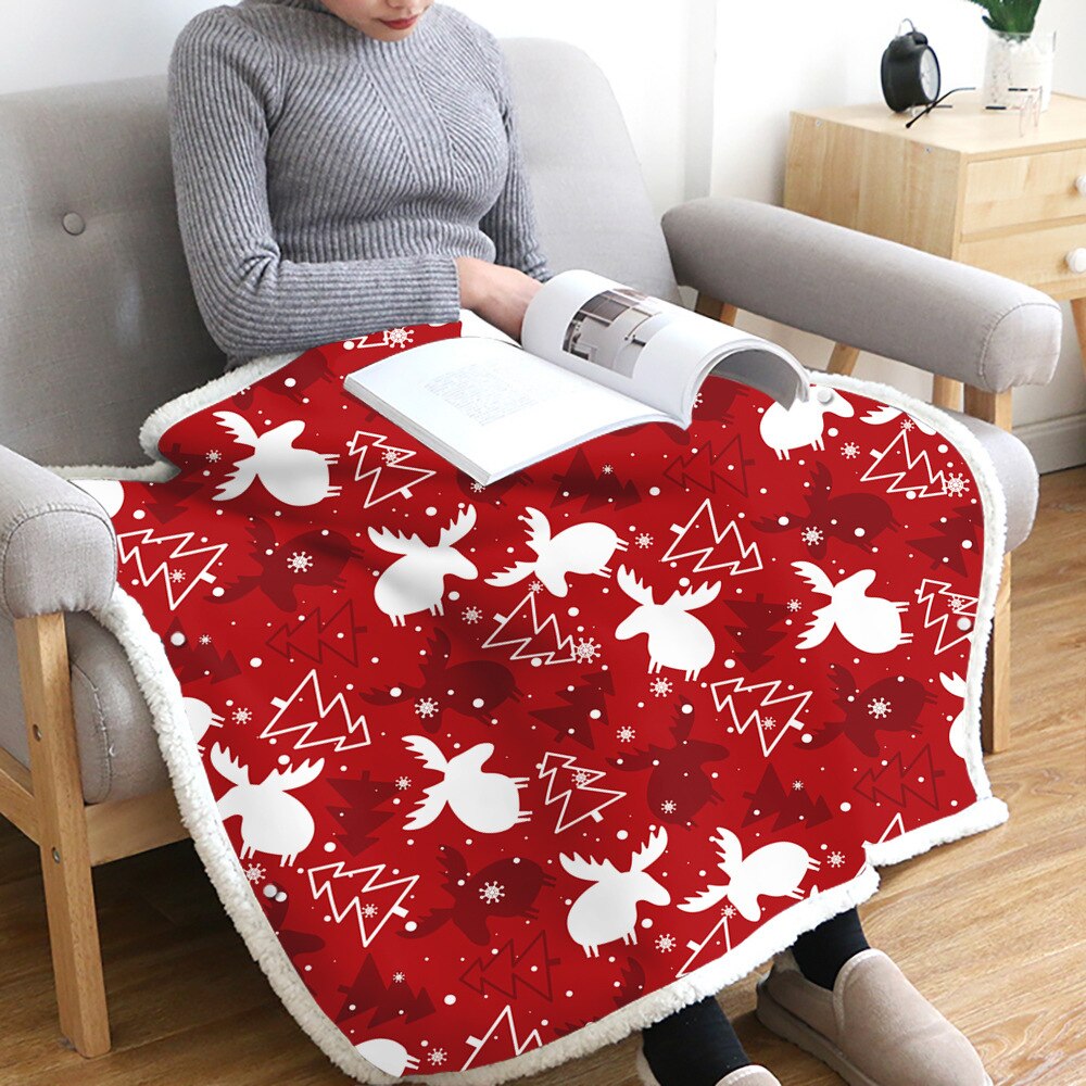 Christmas Printed Women Poncho Double Blanket Cloak Lazy Blanket Multifunction Magic Throw Blanket Air Condirioning Thick Shawl