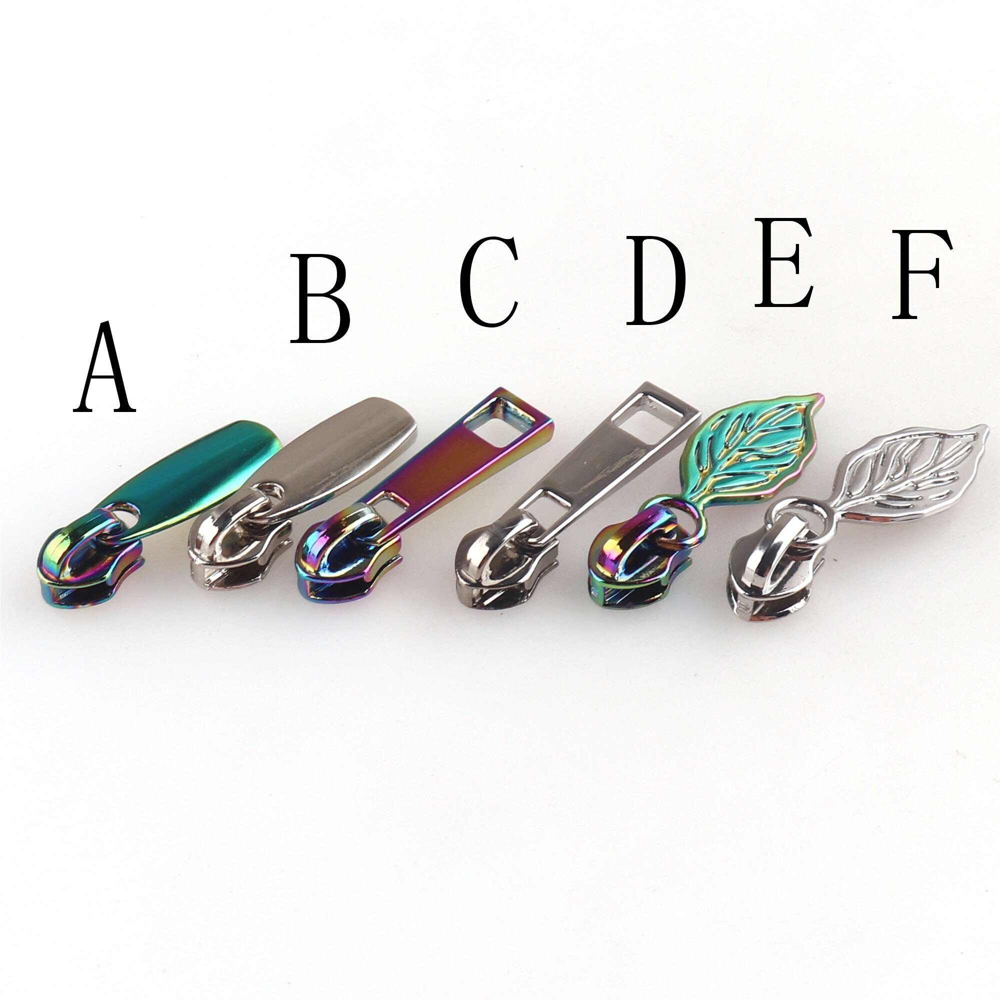 Rainbow 5# Zipper Heads Puller,Metal Zipper Pull,Canvas Nylon Coil Zip Jacket for Sewing Purse Bags Clothing Shoes Handbag: C
