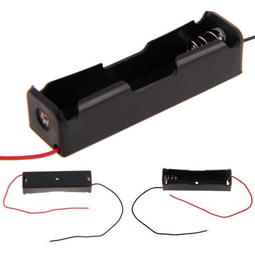 Elektronische Diy Plastic Zwart 18650 Batterij Houder 3.7V Clip Case Met Wire Lead Batterij Opslag
