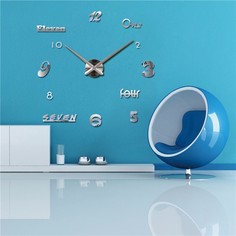 Large 3D Frameless Wall Clock Stickers DIY Wall Decoration Wall Clock for Living Room Bedroom