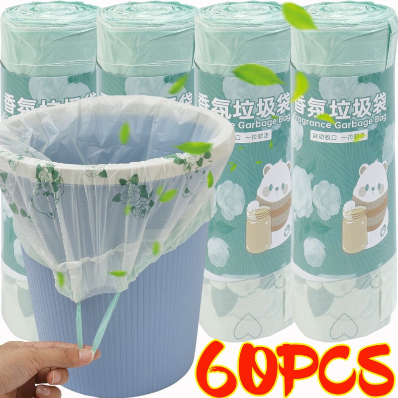 Handzame vuilniszakken met trekkoord en geur voor keuken, kantoor, badkamer, prullenbakken, studentenkamers, wegwerpvuilniszakken