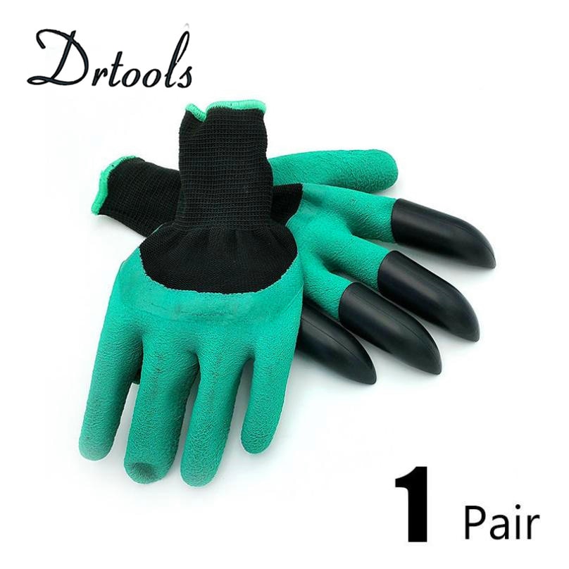 Rubber Tuin Handschoenen Met 4 Abs Plastic Vingertoppen Klauwen Voor Tuinieren Harken Graven Planten Latex Werk Handschoen Gereedschap GT036