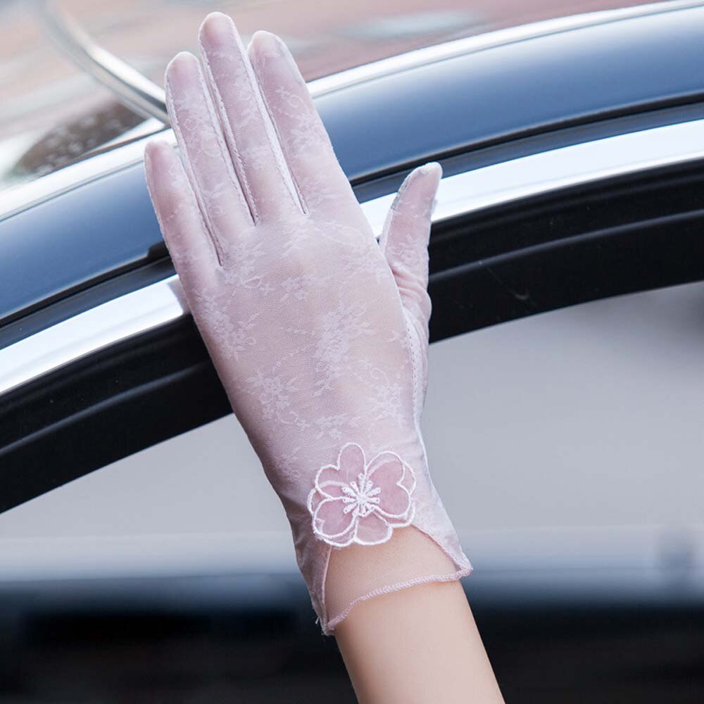 Zon Bescherming Handschoenen Vrouwelijke Zomer Uv Bescherming Dunne Gedeelte Rijden Kant Ijs Zijde Full-Vinger Handschoenen