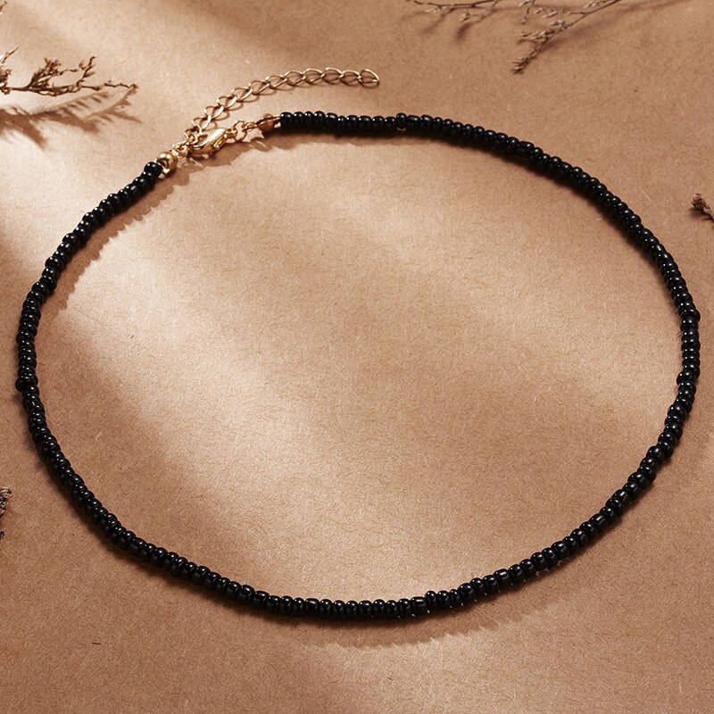 Bohemian Zaad Kralen Kettingen Vrouwen Onregelmatige Steen String Touw Hals Ketting Mode Choker Ketting Vintage Sieraden Strand Femme: NA182-6