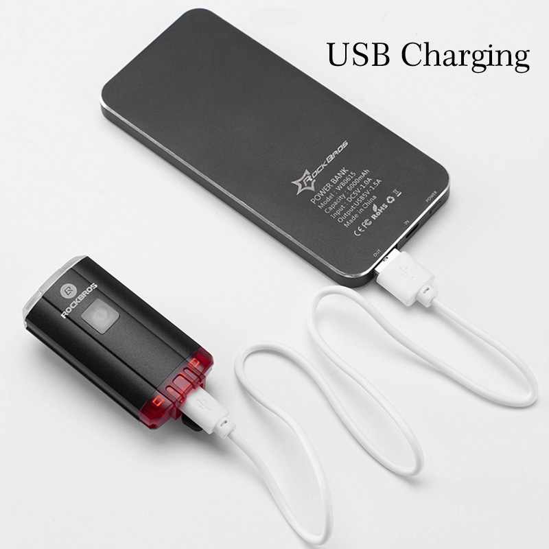 ROCKBROS 100 Lumen Fiets Helm Licht USB Oplaadbare Zaklamp Fiets Voor Achter Licht Stuur Helm Top twee-weg licht