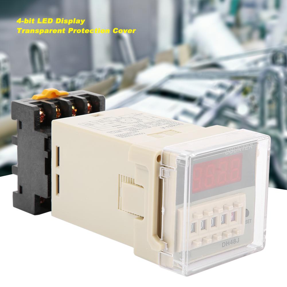 DH48J-11A 11-Pin Digital Counter Relay LED Display Counting Relay 1-999900 220VAC Counters