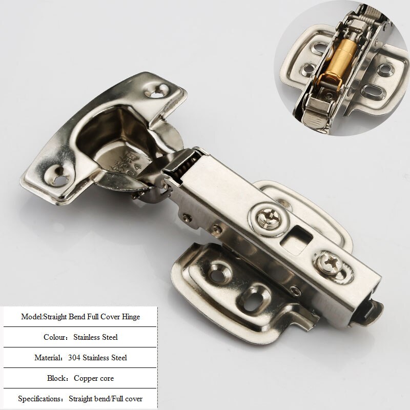 304 Stainless Steel Cabinet Hinges Hydraulic Spring Hinge Closet Drawer Cupboard Door Furniture Hardware: Straight Bend hinge