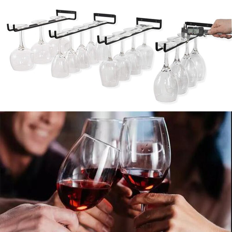 11.8in/30cm Stemware Wine Glass Rack Wall Mountable Wrought Iron Black Each Rack Can Hold Up To 3 To 5 Wine Glasses With Ease