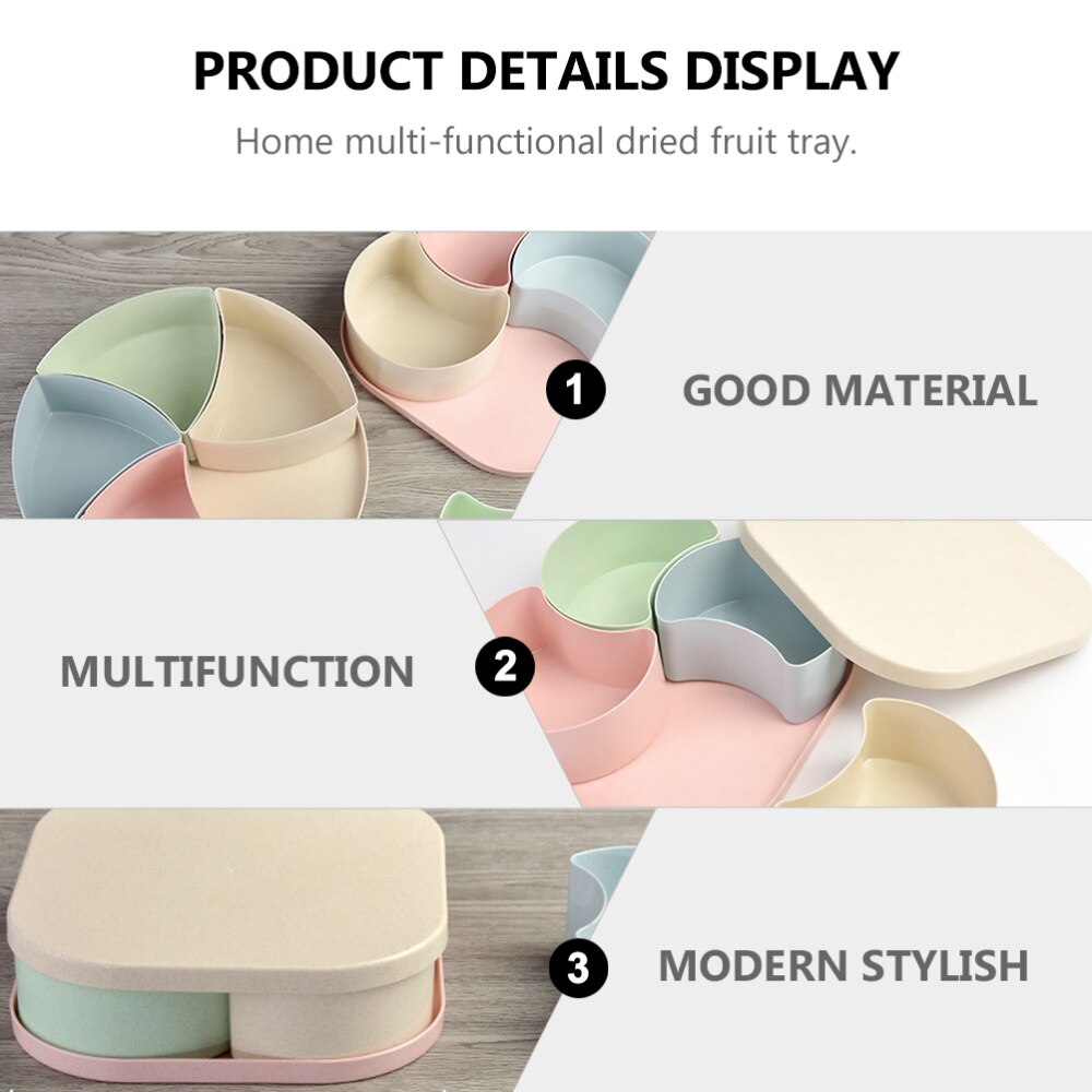 1pc Snacks Case Divided Candy Box Snack Platter Dish Nut Serving Container