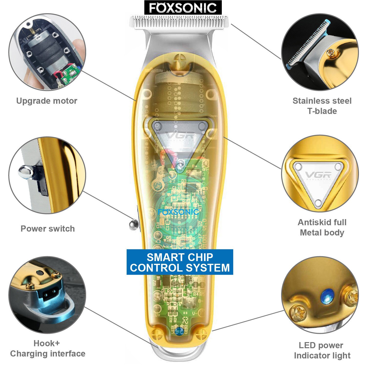 Tondeuse professionnelle en métal pour hommes, rasoir électrique à lame en T pour barbe et coupe de cheveux, Machine sans fil pour salon de coiffure