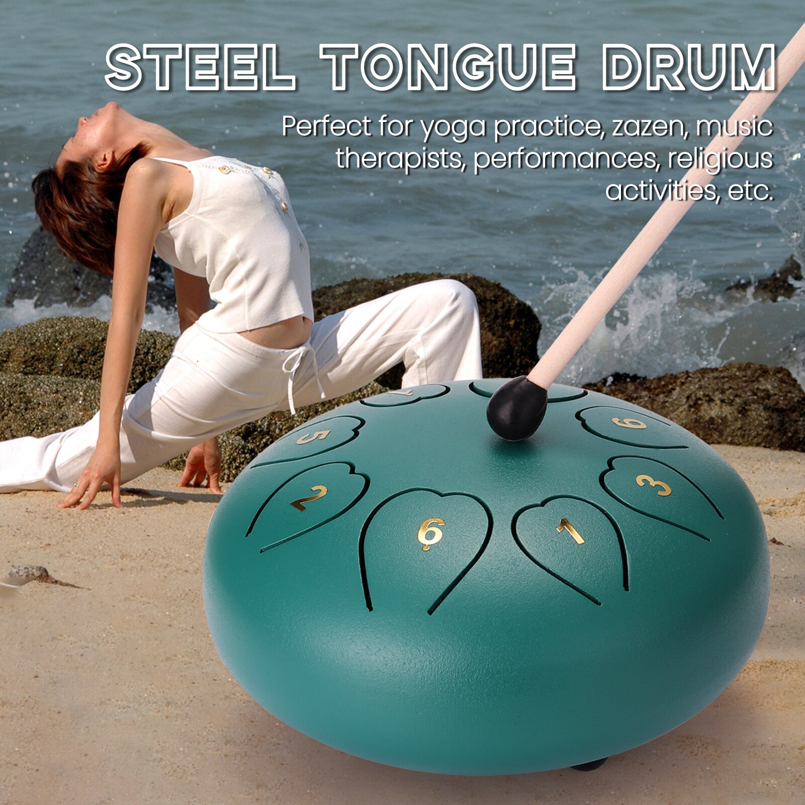 Tambor de lengua de acero de 6 pulgadas y 8 tonos, Mini tambores de mano con baquetas, instrumentos musicales de percusión, recién llegados