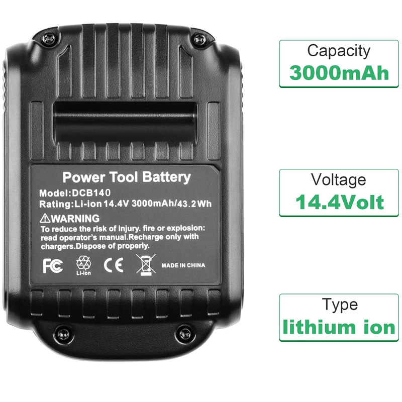 Li-ion Battery 14.4V Replacement for Dewalt Tools DCB140 DCB140-XJ DCF836D2 DCS332M2 DCD734C2 DCF835L2 Rechargeable Batteries