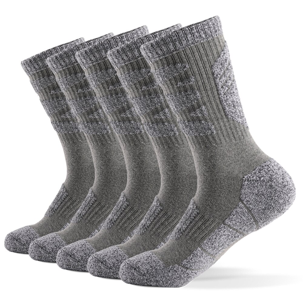 LIXADA Men's Sports Socks Ski Socks Thick Knit Winter Athletic Socks Fitness Breathable Quick Dry Socks For Ski: Light Gray / L